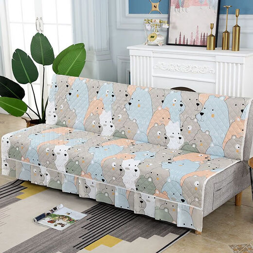 Xuxian full-cover sofa cushion foldable sofa bed cover four-season universal non-slip sofa cover simple dual-purpose without armrests blue 1.8 meters long 1.5 meters wide