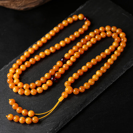MHFDO old phoenix quality beeswax bracelet 108 selected old Myanmar multi-circle Buddha beads raw mineral amber old beeswax 108 beads diameter 8MM