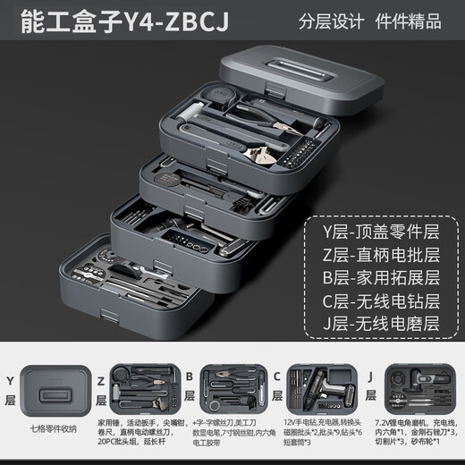 GREENER Tool Box Home Storage Box Multifunctional Hardware Art Box Portable Large Car Tool Set Lithium Battery Y4ZBCJ Player Set Electric Grinding Layer