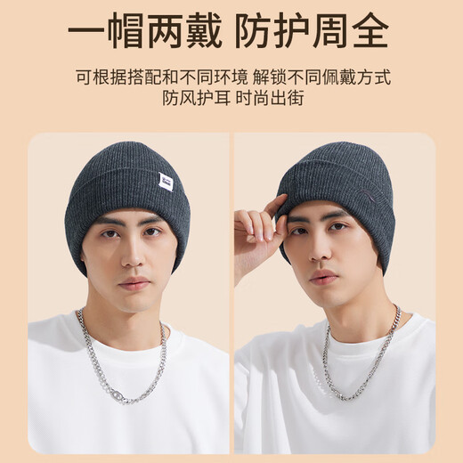 Li Ning hat winter men's cycling warm, windproof and cold-proof woolen knitted hat with large head circumference for women