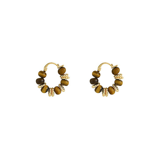 LANSILL Maillard tiger eye stone retro earrings for women 2025 new fashion earrings niche light luxury high-end earrings Maillard beaded earrings E3262