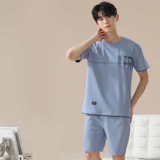 
Modal pajamas men's pure cotton summer thin short-sleeved pants can be worn on the outside for new cotton home clothing suits summer 16761 L (suggested 110-115Jin [Jin equals 0.5 kg])