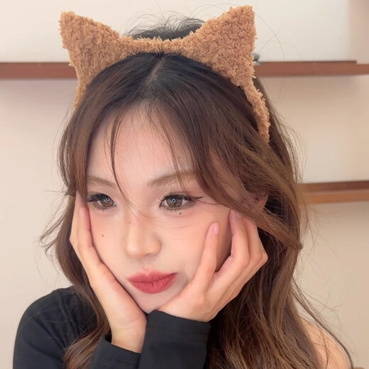 Danqin Cute Plush Cat Ears Headband 2025 New Autumn and Winter Face Wash and Make-Up Headband Sweet Hairpin Black Plush Cat Ears Headband