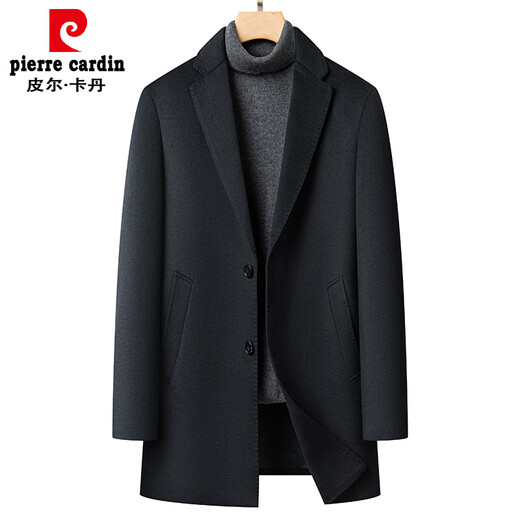 皮尔卡丹高档羊绒大衣男士中长款呢大衣秋冬季中年羊毛呢子西服领外套男士 混咖色 170/M