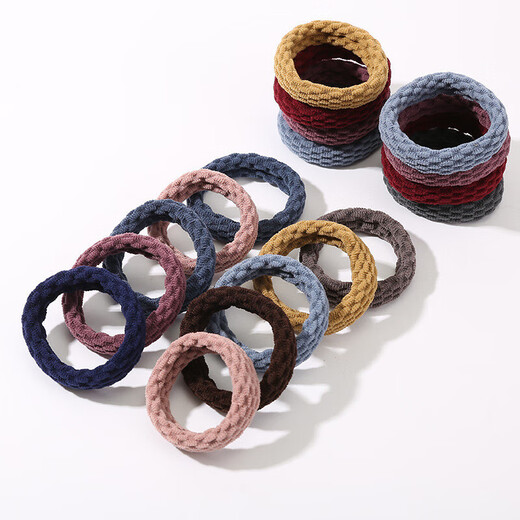 10 paquets de bague de serviette à bande caoutchouc Jacquard High Jacquard Corde à cheveux sans couture plus épaisse 10 morceaux de bague de serviette Jacquard Anneau de cheveux