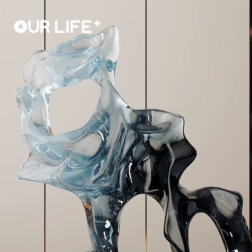 Ole's Taihu stone sculpture ornaments, housewarming gifts, living room entrance wine cabinet decorations, simple abstract crafts, medium transparent Taihu stone, 49 cm high