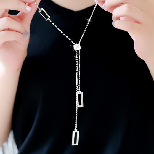 Fangnut Tuju Geometric Sweater Chain Female Long Ting Chain Young Fracket Pendant Fashion accessories New Year Gifts Give Girlfriend Gessor Geometric Sweater Chain-Silver Silver-Silver