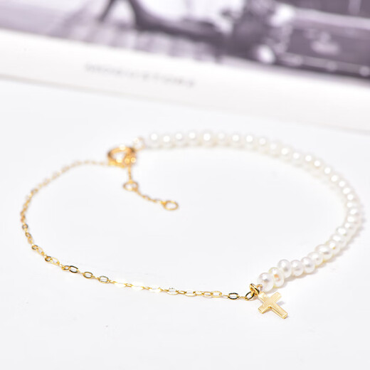 Mi Ling Korean 14K gold bracelet women's simple new fashion fashion simple cross love pearl bracelet women's cross