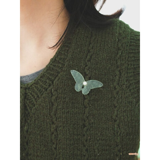 QUAMER gold store model, if you bloom, butterflies come naturally, vintage natural Xiu jade freshwater pearl brooch