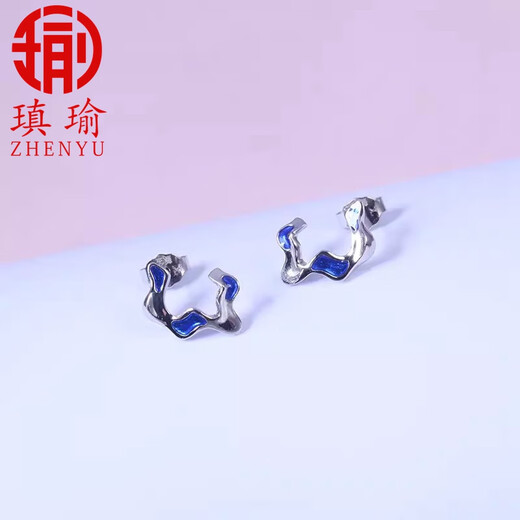 Aiyu Pt950 platinum earrings with enamel platinum moment series earrings for your girlfriend
