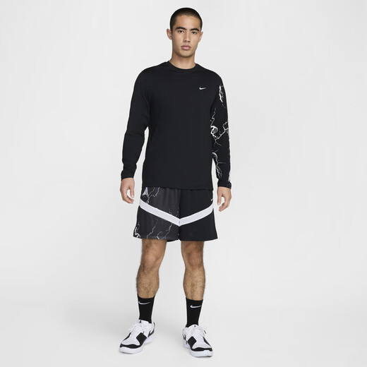 耐克（NIKE）官方JA莫兰特男子防晒速干长袖篮球上衣夏季HJ3892 010黑/白 M