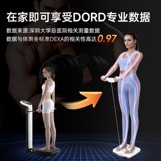 DORD德国品牌智能体脂秤八电极体重秤家用称重秤人体体脂秤减肥专用精准体重体脂一体秤心率检测 八电极尊享版-星际黑