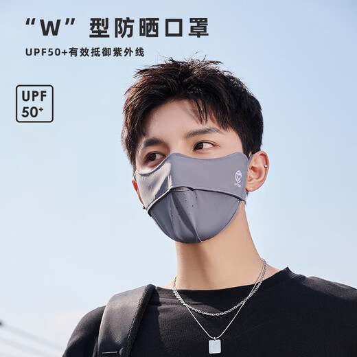 Ice Silk Sunscreen Mask Men's Summer Thin Breathable Anti-UV Outdoor Cycling Fishing Eye Protection Sunshade Mask Dark Gray