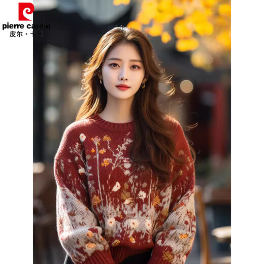 Pierre Cardin Retro Retro haut de gamme rouge de gamme pour les femmes 2025 Automne et hiver Nouveau petit pull en casse-tête Top 3523 Modèle de mise à niveau rouge M [Jin suggéré [Jin est égal à 0,5 kg] -110jin [Jin est égal à 0,5 kg]]]