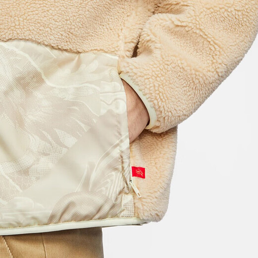 NIKE耐克男装女装夏季新款运动服仿羊羔绒立领休闲时尚保暖夹克外套 FZ6194-126白棕色 M
