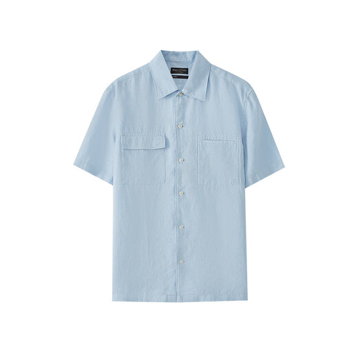 Marc O'Polo / Mop 2024 Été Nouveau revers en lin respirant Simple Basic à manche à manches courtes Men bleu clair 826 xl