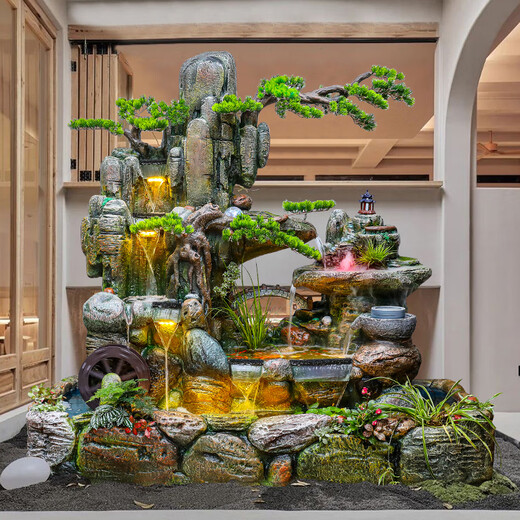 Naiyuan Water Tank Garden Rockerie Pond Pond Waterfall Water Fountain Ornement balcon extérieur Terrasse Plancher circulant dans l'eau Paysage 688 Installation de pack moyen [175 * 78 * 160cm]
