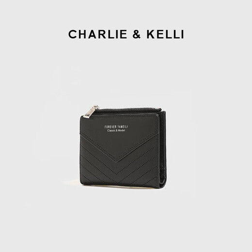 Чарли / Келли Официальный веб-сайт CK Light Luxury Bag Men's Short Simple Simple Wallet Multi-Card Colel Clutch Black
