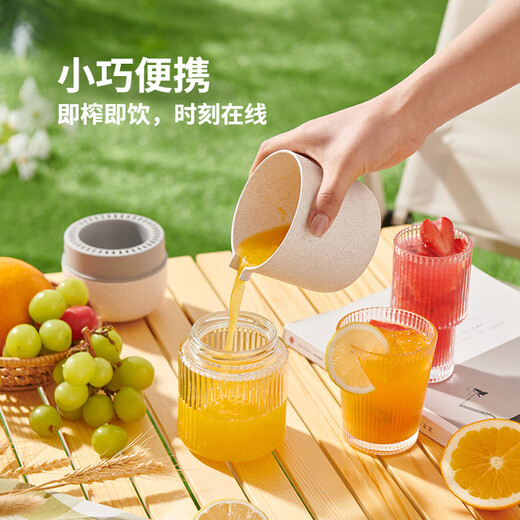 Ecoco manual juicer small portable orange juice cup household simple squeezer fruit orange lemon juicer basic model/wheat straw wheat color