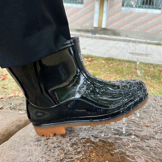 回力雨鞋男下雨天户外防水鞋钓鱼洗车防滑赶海雨靴耐磨胶鞋57-1黑色43