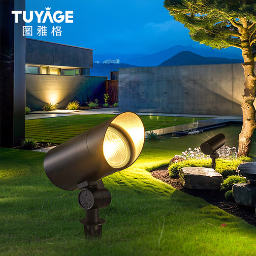 Tuyage árbol luz al aire libre impermeable árbol luz LED patio jardín paisaje villa césped lámpara de tierra 110 mm de diámetro (tipo de enchufe de tierra) 18 W luz cálida