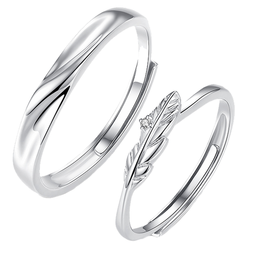 EothPT950 Platinum Moissanite Diamond Cupid's Feather Couple Ring Girls Pair of Rings Birthday Gifts for Girlfriend Women's PT950 Platinum Ring + Certificate