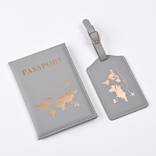 Ke Liang Huizi's luggage tag passport clip checked suitcase information list Passport clip luggage tag gray 2-piece set
