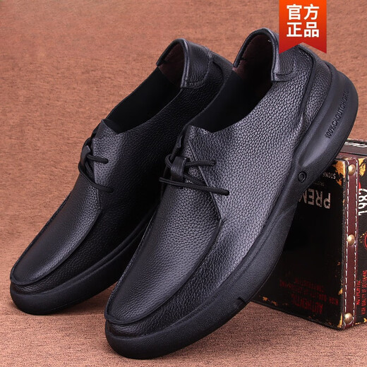 Katile Crocodile Fashion Brand Осуренная кожаная кожаная обувь кожаная кожаная обувь однослойная ковтика мягкая подошва бизнес -повседневную кожаная кожаная кожи черная 9912 40