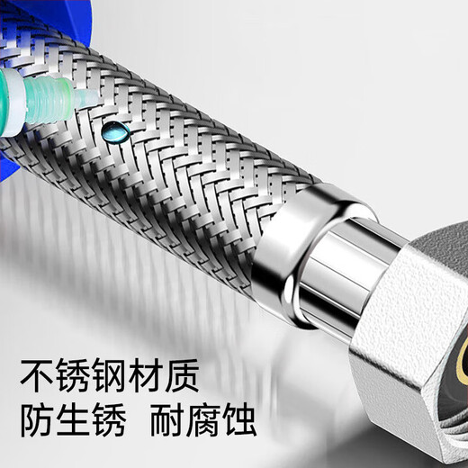 Hauskop stainless steel water inlet hose 4-point water pipe water heater hot and cold universal metal water pipe 304 stainless steel explosion-proof pipe single package 30cm