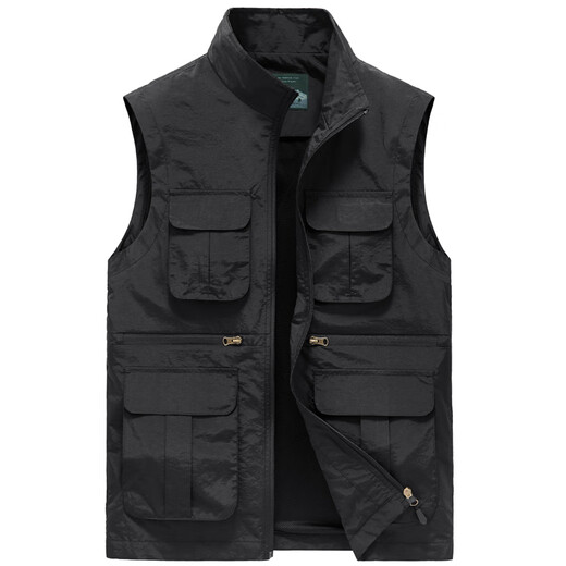 JP Men's Vest Multi-Pocket Working Photography Fishing Quick Dry Casual Vest 718 Gray XL (suitable for 140 Jin [Jin equals 0.5 kg]-155 Jin [Jin equals 0.5 kg])