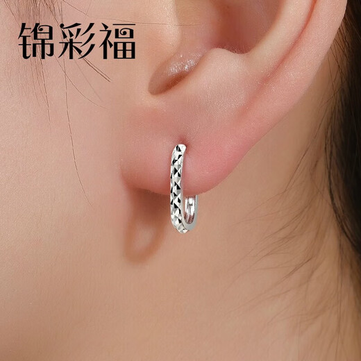 Jincaifu Pt950 platinum earrings for women platinum earrings horseshoe U-shaped car flower earrings earrings for men and women New Year's Valentine's Day gift Platinum starry square style about 2.1g