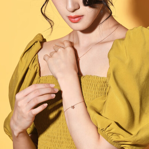 Chow Sang Sang 18K rose gold mint five-pointed star rose gold color gold bracelet women's K gold bracelet 91600B 17 cm