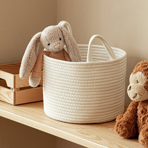 Ou Runzhe jute hand-woven cotton basket dirty clothes basket dirty clothes storage basket dirty clothes basket portable storage bucket large size