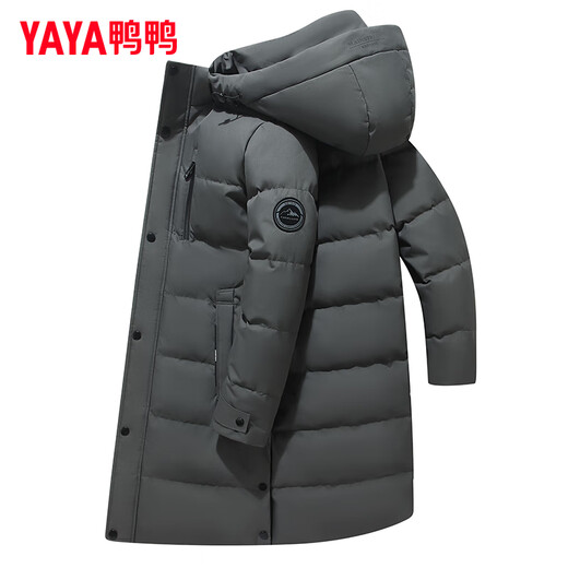 YAYA down jacket men's mid-length 2024 new middle-aged and elderly thickened warm dad winter jacket LC black 180/96A (XL)