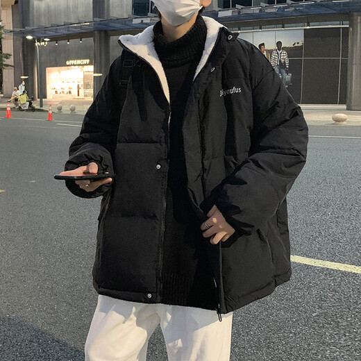 NASALIKE立领羊羔毛外套男冬季加厚痞帅棉衣双面穿棉服韩潮流ins港风棉袄 羊羔毛格子立领双面穿9902 杏色 3XL (关注店铺礼品)