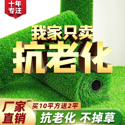 Elegant simulated lawn, artificial grass, artificial green carpet mat, plastic grid mat, outdoor sound-absorbing enclosure decoration for football field, special dense 2cm spring grass, 1m long*2m wide, sun protection and heat insulation