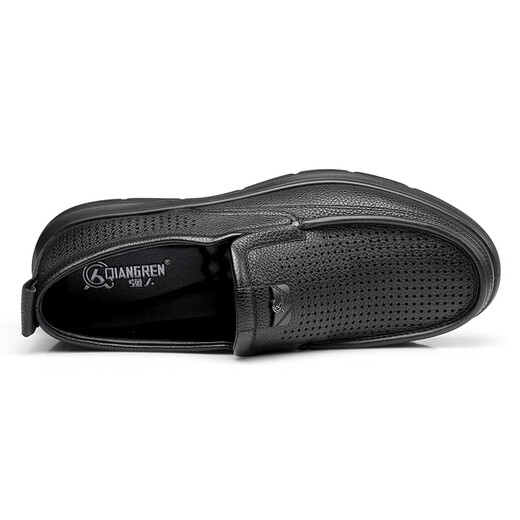 Strongman Business Casual Sandals Zapatos para hombres Sandalias suaves de fondo suave Sandalias huecas de piel de oveja JDD351319 Negro 43