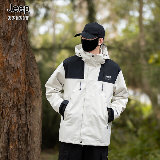 JEEP SPIRIT Jeep Jacket Down Jacket Three-in-one Men's and Women's Jacket Men's Group Purchase Couple's Jacket Clothes Men's Mountaineering Wear Ivory White-Fleece Liner Three-in-One Men's and Women's Same Style Jacket S (Recommended 120-135 Jin Jin equals 0.5 kg)