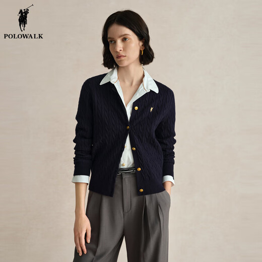 POLOWALK Knitted Sweater Women's Bottoming Shirt with Spring and Autumn Cable Knit Cardigan Spring Jacket Korean Women's Sweater Clip Burgundy Item No. AM8W53580114 L (165)