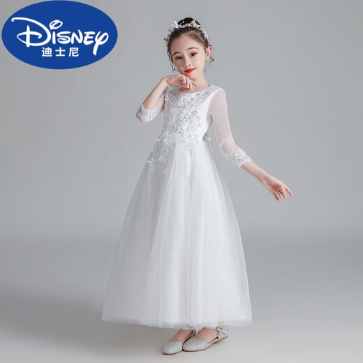 Disney (Disney) Vestido de cumpleaños para niñas Vestido de princesa de alta gama Flores para niños Flores de novia Vestido de boda Piano Ropa de rendimiento BX683 Blanco 120 cm