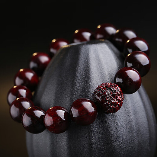 Yueyin Baichuan High Density Small Leaf Rosewood Pixiu Bracelet Men's and Women's Wood Decorated Buddha Bead Bracelet About 15mm