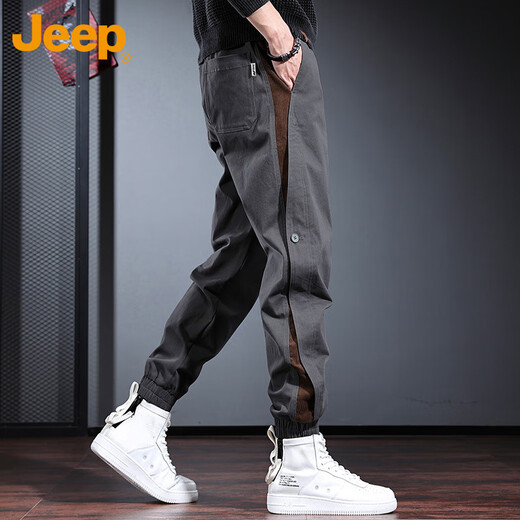 JEEP Casual Pants Men's Autumn and Winter Loose Leg Work Pants Men's Trendy and Versatile Men's Pants Gray XL