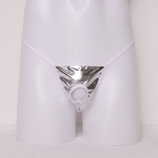 Men's underwear, sexy thong with JJ penis exposed in the middle, free of charge for gay men, gold, 1 piece, one size fits all, 160Jin, Jin is equal to 0.5kg, within