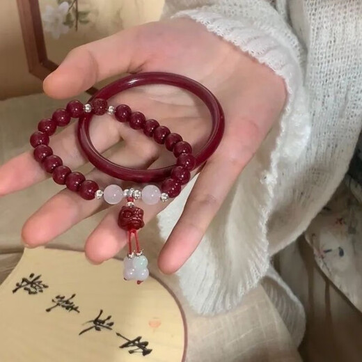 仙叮当镯套装中式古风铃铛手链女套装轻奢小众奢小众精致蝴蝶 M1390【绿色流苏铃铛】