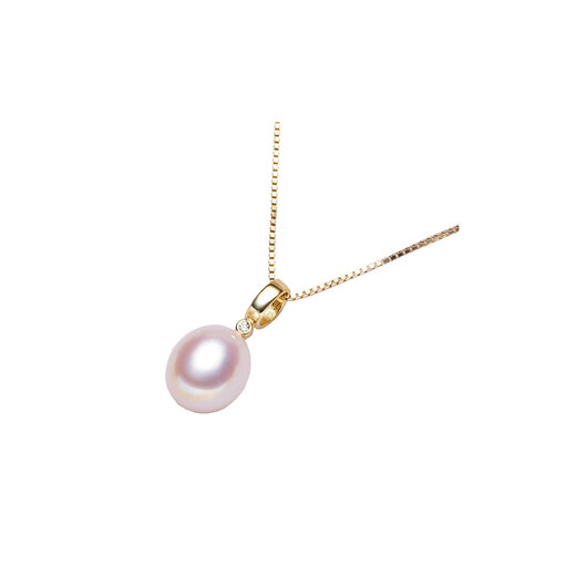 DL 1998 Pearl Pendant Single Pearl Pendant Without Chain Silver Freshwater Live Buckle Necklace for Women Classic Simple Fashionable 9mm White Water Drop Beads White Live Buckle (Excluding Chain)