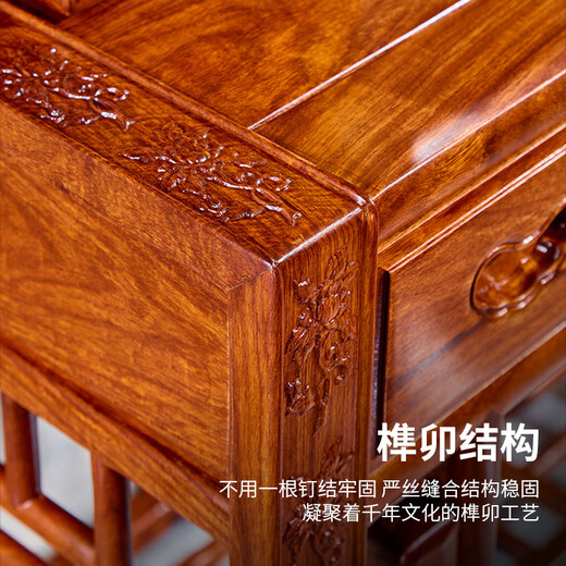 Wang Carpenter, mahogany furniture, African rosewood (scientific name: Hedgehog rosewood) dressing table, Chinese style solid wood bedroom dressing table and stool combination with storage cabinet, national color and heavenly fragrance dressing table
