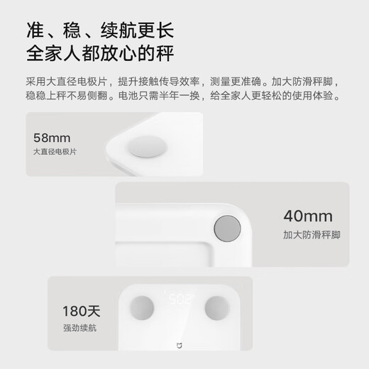 米家（MIJIA）小米智能体脂秤S400 白色 双接家用电子秤体重秤高精准25项身体数据平衡测试 塑形减脂 体重管理