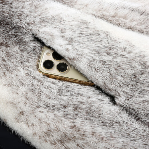 Carniti importiertes Cross Mink Inner Liner Herren-Kapuzenparka-Mantel echtes Lederfell integrierter Nerz mit mittlerer Länge Windbrecher Black + Cross Mink + Mink Sleeve 5xl