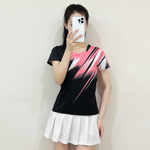 DUBLS新款羽毛球服男女短袖速干衣运动套装透气比赛训练服队服定制印号 G701B女白色+303黑裙裤 XL