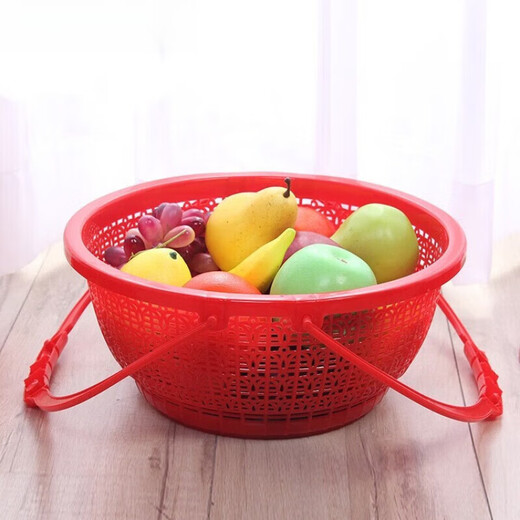 Hank's red basket for weddings, housewarming hand-held basket, worship basket, red wedding basket with lid, red large size
